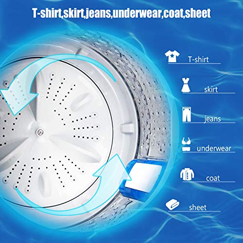 Full-Automatic Washing Machine 15.6lbs, Krib Bling Portable Compact Laundry Washer with Drain Pump, 10 Wash Programs 8 Water Levels with LED Display