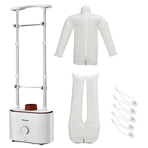 COSTWAY Portable Clothes Dryer, 1050W Multifunctional Clothes Drying & Ironing Machine, with Timer & Hot/Cold Wind, Automatic Garment Dryer & Iron Rack for Shirts/Sweaters/Coats/Jeans