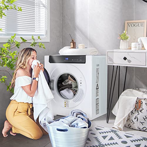 LDAILY 8.8 LBS Compact Dryer, 1400W Electric Clothes Dryer with 3 Heating Options, ECO & IHS Mode, Compact Laundry Dryer with Stainless Steel Tub, Multi-layer Filtration for Home, Apartment, Dorms, White