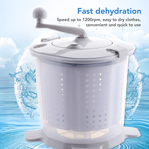 Mini Hand Crank Washing Machine, Portable Manual Clothes Washer and Spin Dryer, Fast Dehydration Small Compact Traveling Outdoor Laundry Machine for Dormitory Apartment Camping Nordic Grey