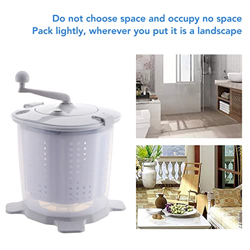 Mini Hand Crank Washing Machine, Portable Manual Clothes Washer and Spin Dryer, Fast Dehydration Small Compact Traveling Outdoor Laundry Machine for Dormitory Apartment Camping Nordic Grey