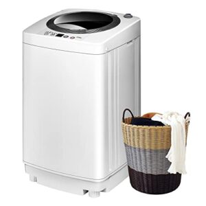 costway portable washing machine, 8lbs capacity full-automatic washer with 6 wash programs, led display, 3 water levels, compact laundry washer and dryer combo for home, apartment, dorm, rvs