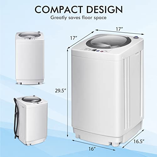 COSTWAY Portable Washing Machine, 8Lbs Capacity Full-automatic Washer with 6 Wash Programs, LED Display, 3 Water Levels, Compact Laundry Washer and Dryer Combo for Home, Apartment, Dorm, RVs