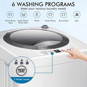 COSTWAY Portable Washing Machine, 8Lbs Capacity Full-automatic Washer with 6 Wash Programs, LED Display, 3 Water Levels, Compact Laundry Washer and Dryer Combo for Home, Apartment, Dorm, RVs