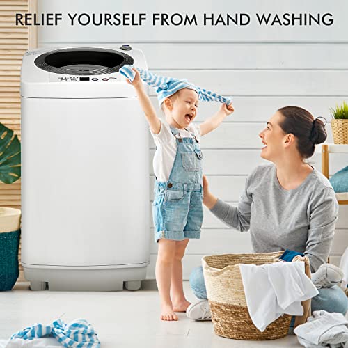 COSTWAY Portable Washing Machine, 8Lbs Capacity Full-automatic Washer with 6 Wash Programs, LED Display, 3 Water Levels, Compact Laundry Washer and Dryer Combo for Home, Apartment, Dorm, RVs