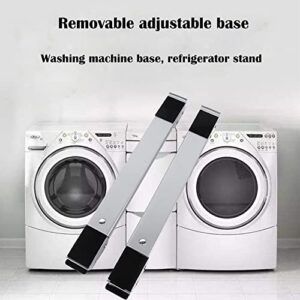 Retractable Washing Machine Base with Wheels Refrigerator Stand Portable Mobile Base for Various Home Appliances, Washing Machine Refrigerator Dryer Silver White Wheel