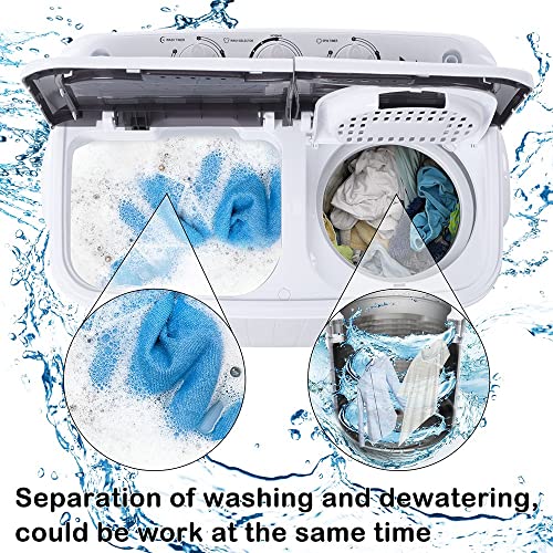 Portable Waher and Dryer, 14.8 lbs Mini Small Washing Machine Combo with Spin Dryer, Compact Twin Tub Laundry Washer Machine for Apartments, Camping,Dorms, Laundry, College Rooms, Rv’s