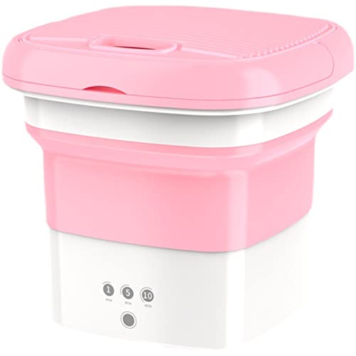 Wana Deco Mini Portable Washing Machine for Travelling, Camping, Apartment, Dorm - Pure Clean Lightweight Collapsible Bucket Baby Clothes, Underwear or Small Items, Foldable Gift (Pink)