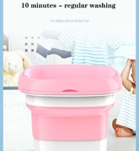 Wana Deco Mini Portable Washing Machine for Travelling, Camping, Apartment, Dorm - Pure Clean Lightweight Collapsible Bucket Baby Clothes, Underwear or Small Items, Foldable Gift (Pink)