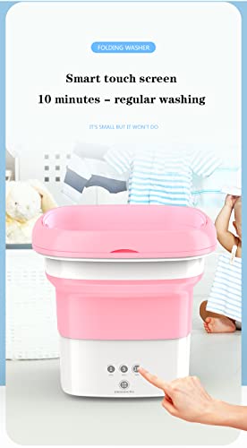 Wana Deco Mini Portable Washing Machine for Travelling, Camping, Apartment, Dorm - Pure Clean Lightweight Collapsible Bucket Baby Clothes, Underwear or Small Items, Foldable Gift (Pink)