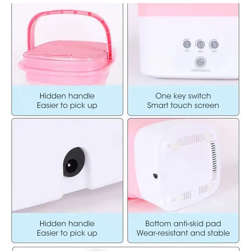 Wana Deco Mini Portable Washing Machine for Travelling, Camping, Apartment, Dorm - Pure Clean Lightweight Collapsible Bucket Baby Clothes, Underwear or Small Items, Foldable Gift (Pink)