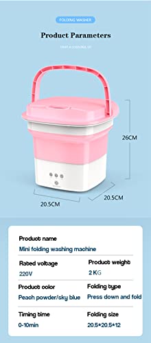 Wana Deco Mini Portable Washing Machine for Travelling, Camping, Apartment, Dorm - Pure Clean Lightweight Collapsible Bucket Baby Clothes, Underwear or Small Items, Foldable Gift (Pink)