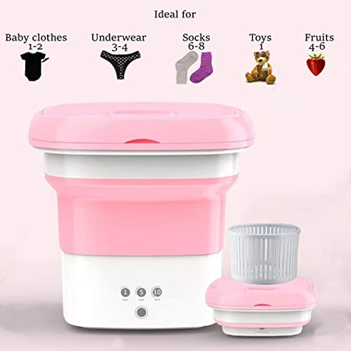 Wana Deco Mini Portable Washing Machine for Travelling, Camping, Apartment, Dorm - Pure Clean Lightweight Collapsible Bucket Baby Clothes, Underwear or Small Items, Foldable Gift (Pink)