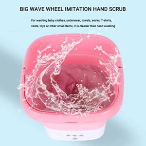 Portable Mini Foldable Clothes Washing Machine,Portable Laundry Bucket Washer with Spin Dryer Bucket for Automatic Home Travel Self-Driving Tour Underwear Foldable Washer, Pink