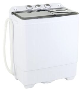 bonnlo 26lbs portable washing machine, compact mini washer, twin tub washer and dryer combo; 18lbs washer & 8lbs spin dryer for apartment, dorms, rvs, camping and more (grey)