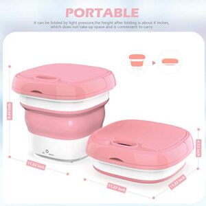 Portable Washing Machine，Ultrasonic Ozone sterilization，Foldable Mini Small Washer for Underwear or Small Items Washing Baby Clothes，Suitable for Apartment Dorm,Travelling，Best Gift Choice Pink