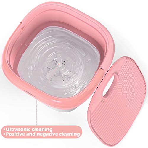 Portable Washing Machine，Ultrasonic Ozone sterilization，Foldable Mini Small Washer for Underwear or Small Items Washing Baby Clothes，Suitable for Apartment Dorm,Travelling，Best Gift Choice Pink