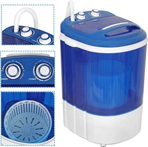 oteymart small portable washing machine 5.7lbs compact laundry washer, single tub w/spin cycle dryer basket and drain hose for rv, apartments, dorms, kitchen, blue
