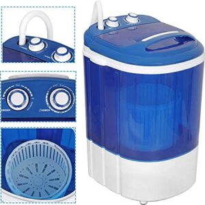 Oteymart Small Portable Washing Machine 5.7lbs Compact Laundry Washer, Single Tub w/Spin Cycle Dryer Basket and Drain Hose for RV, Apartments, Dorms, Kitchen, Blue