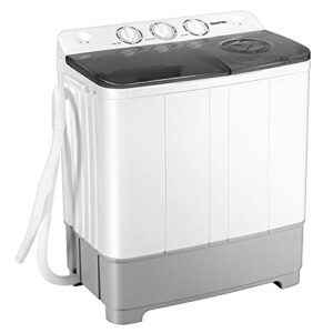 giantex portable washing machine, 2 in 1 laundry washer and spinner combo, 22lbs capacity 13.2 lbs washing 8.8 lbs spinning, timer control, drain pump, dorm apartment semi-automatic twin tub mini washer