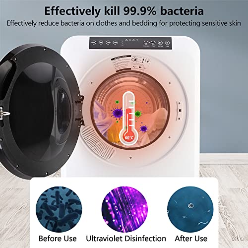 Bonnlo 13.2 Portable Clothes Dryer, 3.5 Cu.Ft High End Front Load Tumble Laundry Dryer with LED Touch Screen, Stainless Steel Tub, 1300W, White