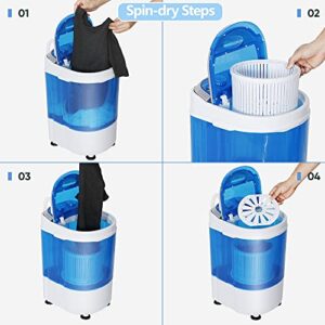 ZenStyle Mini Portable Single Tub Washing Machine - Compact 2-IN-1 Design 5.7lbs Capacity Semi-Automatic Washer with Timer Control Spin Cycle Basket, Translucent Tub