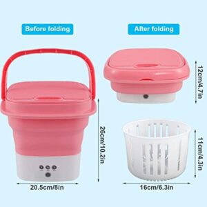 Portable Washing Machine, Mini Folding Washer and Dryer Combo,with Small Foldable Drain Basket for Underwear, Socks, Baby Clothes, Travel, Camping, RV, Dorm, Apartment (PINK)