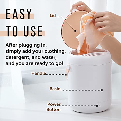 Mini Portable Washing Machine for Small Laundry Loads – Compact Apartment Washing Machine With Quick and Quiet Operation – Convenient Countertop Washing Machine for Your Home – Delicates Washer (White)