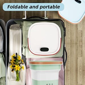 Portable Washing Machine, 4.5L 3-Speed Adjustment Mini Foldable Washer with Drain Basket USB Compact Outdoor Washing Machine for Underwear, Sock, Baby Clothes (Green)