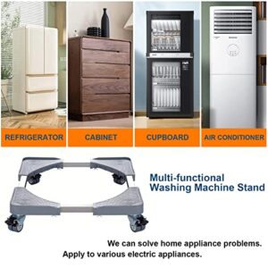 Fridge Stand Mobile Base with 4 Locking Wheels HQO LOVL 21.6”-29.5” Adjustable Furniture Dolly for Washer Dryer Washing Machine Stand Pedestal, Refrigerator Stand (YK15)
