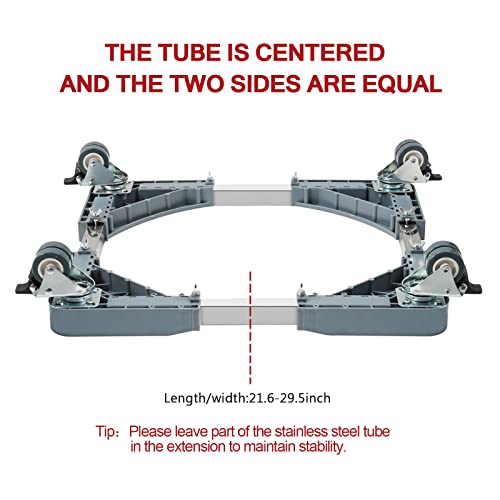 Fridge Stand Mobile Base with 4 Locking Wheels HQO LOVL 21.6”-29.5” Adjustable Furniture Dolly for Washer Dryer Washing Machine Stand Pedestal, Refrigerator Stand (YK15)