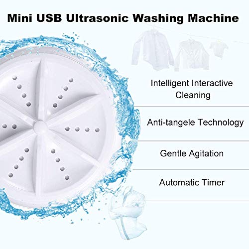 Upgraded Double Turbo Washing Machine Mini Ultrasonic Washing Machine Portable Turbo Rotating Washer USB Washing Device (A:6W CUSTOMED)