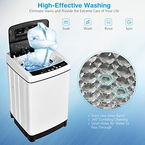 Full-Automatic Washing Machine 1.5 Cu.Ft 11 LBS Washer & Dryer, Mini Washing Machine, Portable Washer Machine, and Dryer, White