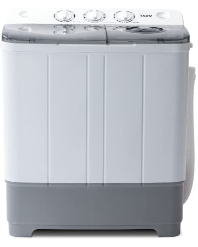 TABU 21Ibs Portable Washing Machine, Compact Washer Machine, Mini Washing Machine, Twin Tub Washer and Spiner, Ideal for Dorms, Apartments, RVs, Camping etc (White & BGrey)