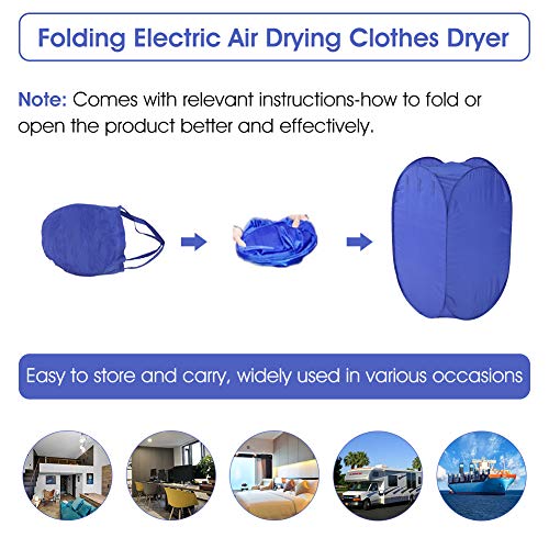 Portable Clothes Dryer Foldable 800W Electric Clothing Drying Machine Fast Garment Dryer Heater with Air Hot Pump for Home Travel Quick Laundry Drying