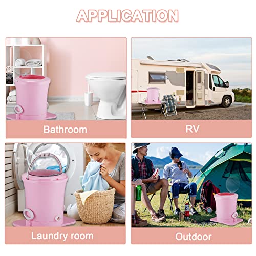 Manual Clothes Dryer Portable Mini Dryer Compact Spin Dryer Non electric Laundry Dryer for RV, Camping, School, Apartment, Dorm (Pink)