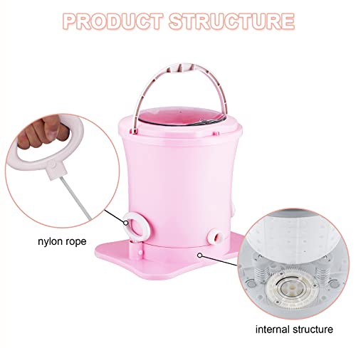 Manual Clothes Dryer Portable Mini Dryer Compact Spin Dryer Non electric Laundry Dryer for RV, Camping, School, Apartment, Dorm (Pink)