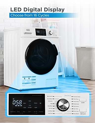 BLACK+DECKER Front Load Washer, 2.7 Cu. Ft. Compact Washing Machine with LED Display & 16 Cycles