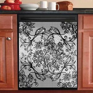tup, abstract plants concise style dishwasher door cover vinyl magnetic panel decal refrigerator sticker 23inch w x 26inch h