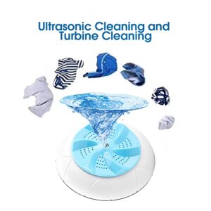 Portable Mini Washing Machine, Ultrasonic Turbine Washing Machine USB Turbo Washer Laundry Machine for Home, Travel, Business Trip, RV, Apartment, Dorm (Blue)