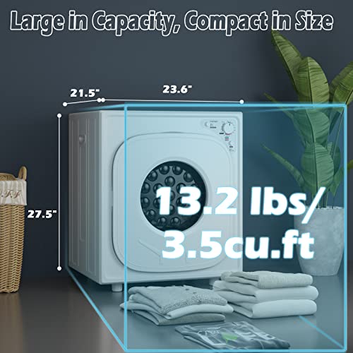 COSTWAY Portable Dryer, Stainless Steel Clothes Dryer with Touch Panel, 2 Modes, 4 Drying Programs and Adjustable Exhaust Vent, 13.2 LBS Front Load Tumble Laundry Dryer for Apartment, Dorm and Home, 1500W, White