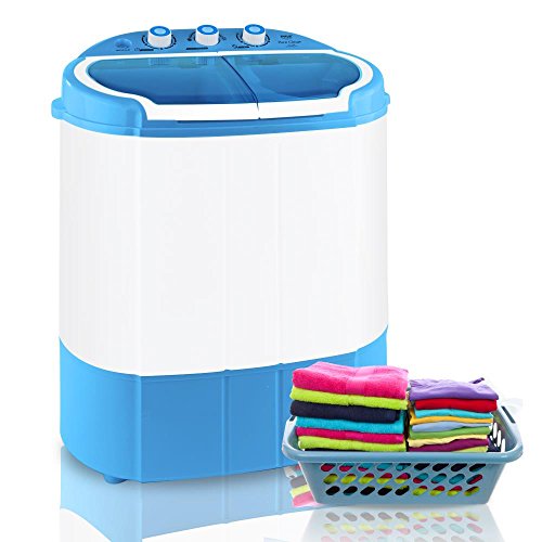 Upgraded Version Pyle Portable Washer & Spin Dryer, Mini Washing Machine, Twin Tubs, Spin Cycle w/ Hose, 11lbs. Capacity, 110V - Ideal For Compact Laundry