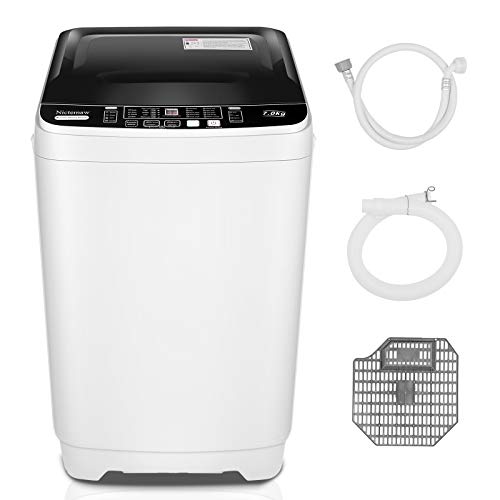 Nictemaw Portable Washing Machine 17.5 Lbs Capacity Full-Automatic Compact Washer with Drain Pump Laundry Washer With LED Display, 10 Programs and 8 Water Level Selections,Ideal for Home, Dorm, DV and Apartments