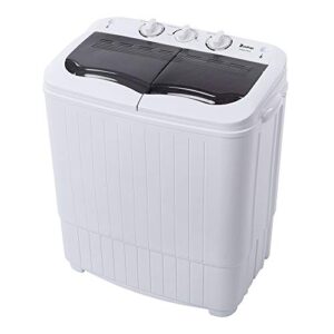 kcelarec twin tub mini portable clothes washing machine with timer control, 14.3lbs capacity, compact washer(7.7lbs) and spin dryer combo (6.6lbs) semi-automatic, for apartment, dorm, rv-camping