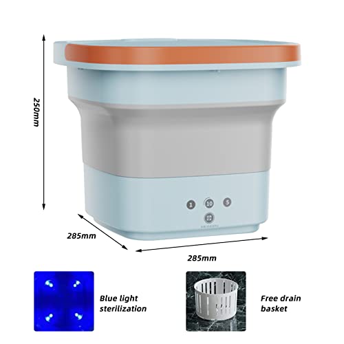 Portable Mini Washing Machine Lightweight travel, Small Clothes washer for apartments, Foldable washing machine Perfect for Camping, Travelling (BLUE)