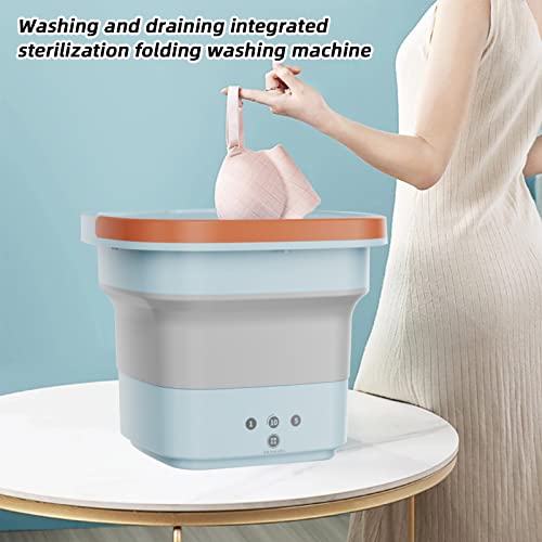 Portable Mini Washing Machine Lightweight travel, Small Clothes washer for apartments, Foldable washing machine Perfect for Camping, Travelling (BLUE)
