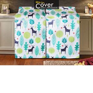 Washer/Dryer Cover,Fit for Outdoor Top Load and Front Load Machine,Zipper Design for Easy Use,Waterproof Dustproof Moderately Sunscreen(W30D30H42in,Fallow Deer)