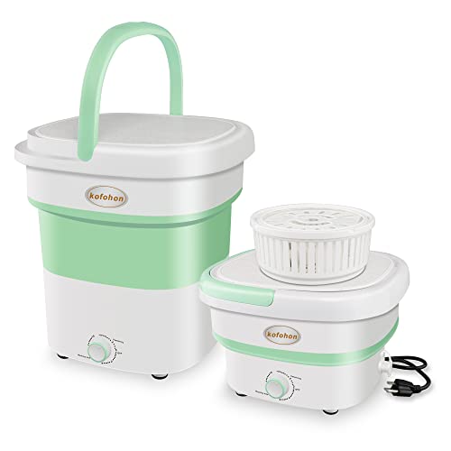 KOFOHON Small Portable Washing Machine-Mini Foldable Washer with Drainage Basket to Dry,4.0-4.5lbs Washing Capacity,Perfect for Small Lightweight Delicate Clothes Items,RV Camp,Apartment,Dorm.