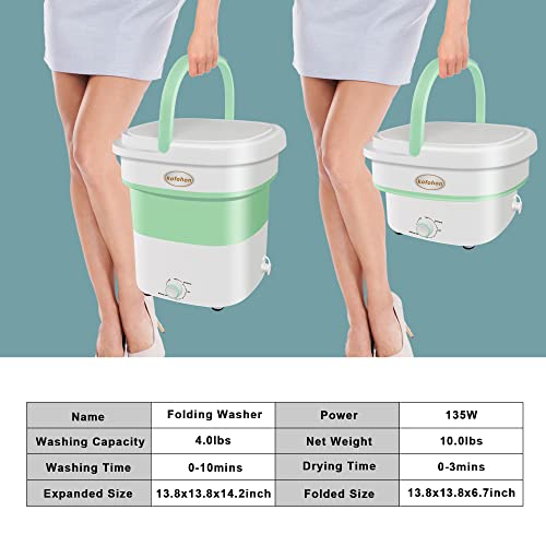 KOFOHON Small Portable Washing Machine-Mini Foldable Washer with Drainage Basket to Dry,4.0-4.5lbs Washing Capacity,Perfect for Small Lightweight Delicate Clothes Items,RV Camp,Apartment,Dorm.