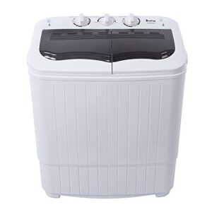 portable mini compact twin tub washing machine,portable laundry washer,with built-in drain pump semi-automatic cover washing machine for camping, apartments, dorms, college rooms (14.3lbs capacity,a)